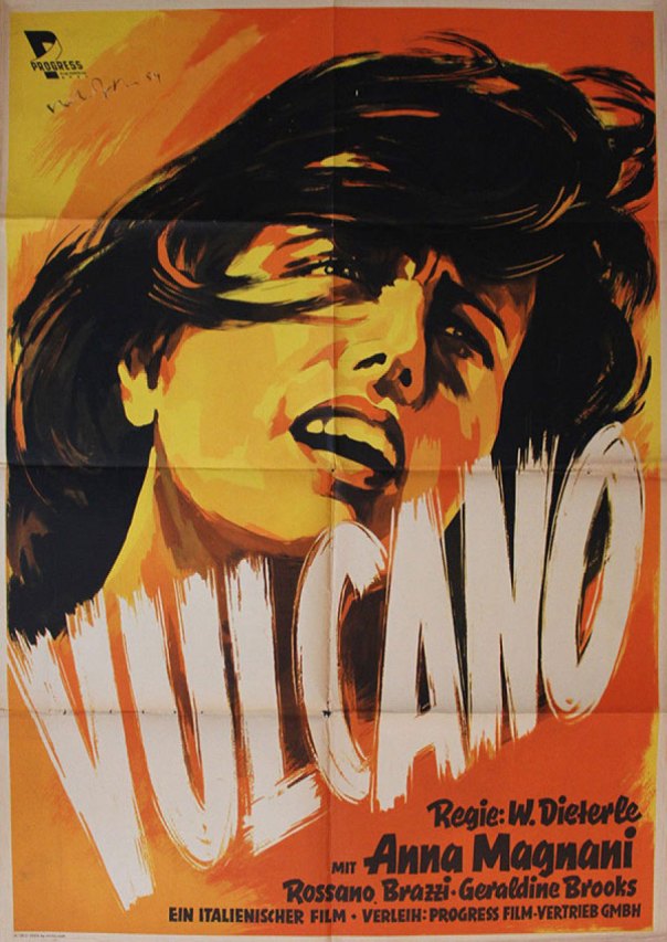 1953 East German poster for VOLCANO (William Dieterle, Italy, 1950)