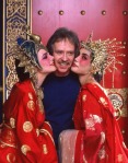 Kim Cattrall, John Carpenter and and Suzee Pai on the set of Big Trouble in Little China (1986)